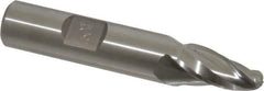 Made in USA - 10° Taper Angle per Side, 1/4" Small End Diam, 3/4" LOC, High Speed Steel 3 Flute Tapered Ball End Mill - 2-1/2" OAL, 1/2" Shank Diam - USA Tool & Supply