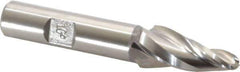 Made in USA - 10° Taper Angle per Side, 1/4" Small End Diam, 1-1/4" LOC, High Speed Steel 3 Flute Tapered Ball End Mill - 3-1/8" OAL, 1/2" Shank Diam - USA Tool & Supply