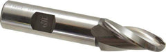 Made in USA - 10° Taper Angle per Side, 3/8" Small End Diam, 1-1/4" LOC, High Speed Steel 3 Flute Tapered Ball End Mill - 3-1/4" OAL, 5/8" Shank Diam - USA Tool & Supply