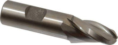 Made in USA - 10° Taper Angle per Side, 1/2" Small End Diam, 1-1/4" LOC, High Speed Steel 3 Flute Tapered Ball End Mill - 3-3/8" OAL, 3/4" Shank Diam - USA Tool & Supply
