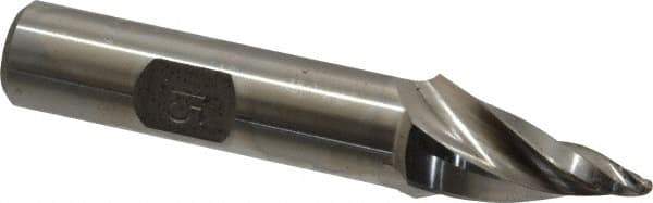 Made in USA - 15° Taper Angle per Side, 3/32" Small End Diam, 1" LOC, High Speed Steel 3 Flute Tapered Ball End Mill - 2-7/8" OAL, 1/2" Shank Diam - USA Tool & Supply