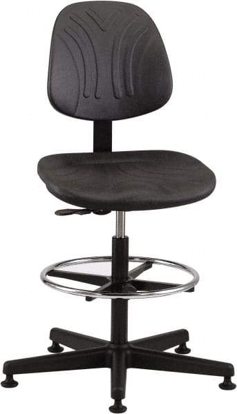 Bevco - 21 to 31" High Adjustable Chair - 27" Wide x 27" Deep, Polyurethane Seat, Black - USA Tool & Supply