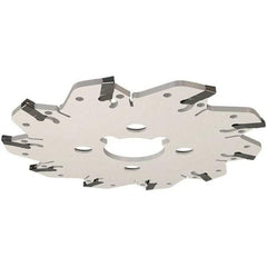 Iscar - Arbor Hole Connection, 0.132" Cutting Width, 1.53" Depth of Cut, 6.3" Cutter Diam, 1-1/2" Hole Diam, 10 Tooth Indexable Slotting Cutter - GM Toolholder, GIM, GIMY, GIP Insert, Right Hand Cutting Direction - USA Tool & Supply