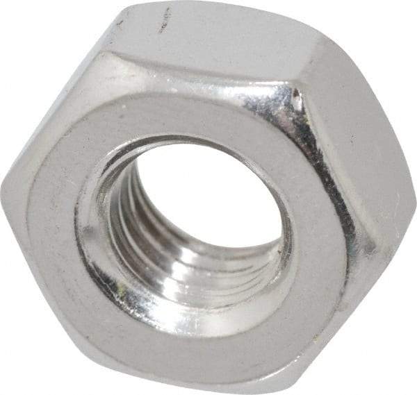 Value Collection - 5/16-18 UNC Stainless Steel Right Hand Heavy Hex Nut - 9/16" Across Flats, 19/64" High, Uncoated - USA Tool & Supply