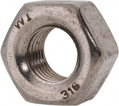 Value Collection - 7/16-20 UNF Stainless Steel Right Hand Heavy Hex Nut - 3/4" Across Flats, 27/64" High, Uncoated - USA Tool & Supply