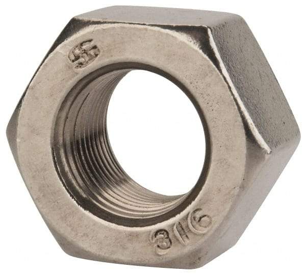Value Collection - 3/4-16 UNF Stainless Steel Right Hand Heavy Hex Nut - 1-1/4" Across Flats, 47/64" High, Uncoated - USA Tool & Supply
