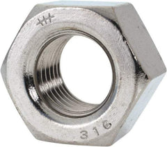 Value Collection - 7/8-9 UNC Stainless Steel Right Hand Heavy Hex Nut - 1-7/16" Across Flats, 55/64" High, Uncoated - USA Tool & Supply