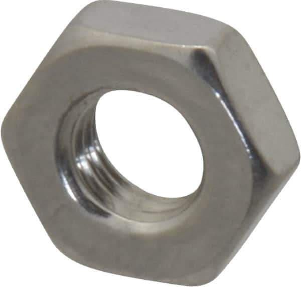 Value Collection - 1/4-28 UNF Stainless Steel Right Hand Hex Jam Nut - 7/16" Across Flats, 5/32" High, Uncoated - USA Tool & Supply