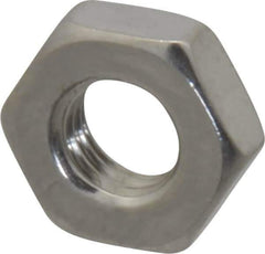 Value Collection - 1/4-28 UNF Stainless Steel Right Hand Hex Jam Nut - 7/16" Across Flats, 5/32" High, Uncoated - USA Tool & Supply