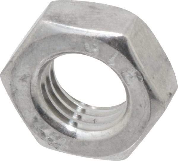 Value Collection - 5/16-24 UNF Stainless Steel Right Hand Hex Jam Nut - 1/2" Across Flats, 3/16" High, Uncoated - USA Tool & Supply