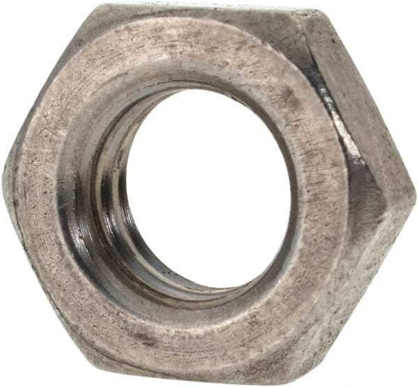 Value Collection - 7/16-14 UNC Stainless Steel Right Hand Hex Jam Nut - 11/16" Across Flats, 1/4" High, Uncoated - USA Tool & Supply