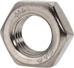 Value Collection - 7/16-20 UNF Stainless Steel Right Hand Hex Jam Nut - 11/16" Across Flats, 1/4" High, Uncoated - USA Tool & Supply