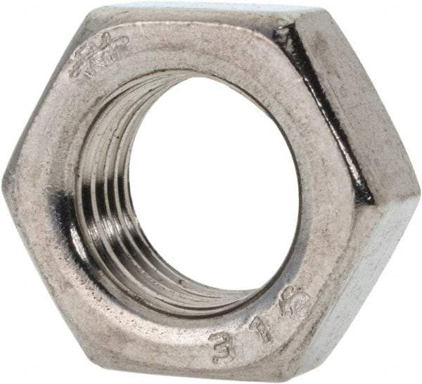 Value Collection - 1/2-20 UNF Stainless Steel Right Hand Hex Jam Nut - 3/4" Across Flats, 5/16" High, Uncoated - USA Tool & Supply