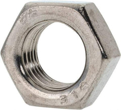 Value Collection - 1/2-20 UNF Stainless Steel Right Hand Hex Jam Nut - 3/4" Across Flats, 5/16" High, Uncoated - USA Tool & Supply