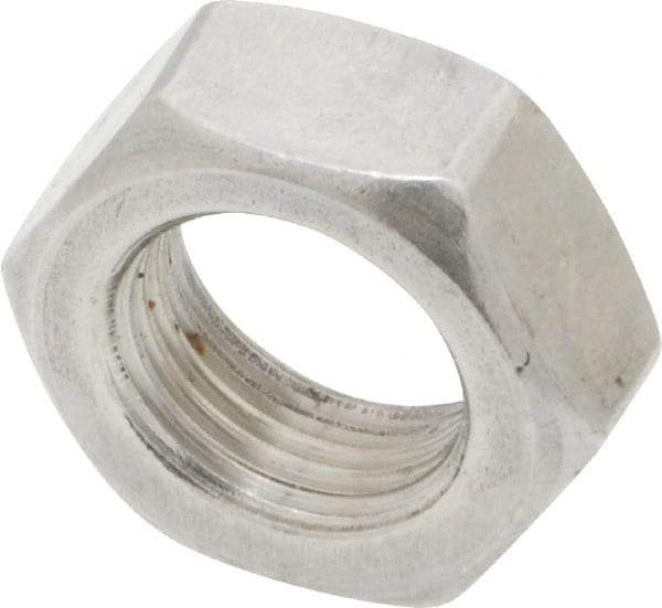 Value Collection - 5/8-18 UNF Stainless Steel Right Hand Hex Jam Nut - 15/16" Across Flats, 3/8" High, Uncoated - USA Tool & Supply