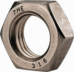 Value Collection - 7/8-9 UNC Stainless Steel Right Hand Hex Jam Nut - 1-5/16" Across Flats, 31/64" High, Uncoated - USA Tool & Supply