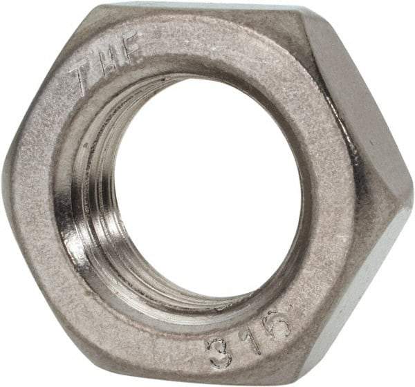 Value Collection - 1-8 UNC Stainless Steel Right Hand Hex Jam Nut - 1-1/2" Across Flats, 35/64" High, Uncoated - USA Tool & Supply