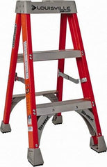 Louisville - 3 Steps, 3' High, Type IA Rating, Fiberglass Step Ladder - 300 Lb Capacity, 18-1/16" Base Width - USA Tool & Supply