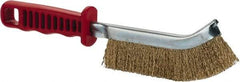 JAZ USA - Brass Coated Steel Crimped Wire Scratch Brush - 5" Brush Length x 5" Brush Width, 10" OAL, 1-1/8" Trim Length, Plastic Handle - USA Tool & Supply