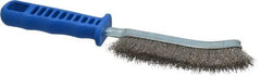 JAZ USA - Stainless Steel Crimped Wire Scratch Brush - 5" Brush Length x 5" Brush Width, 10" OAL, 1-1/8" Trim Length, Plastic Handle - USA Tool & Supply