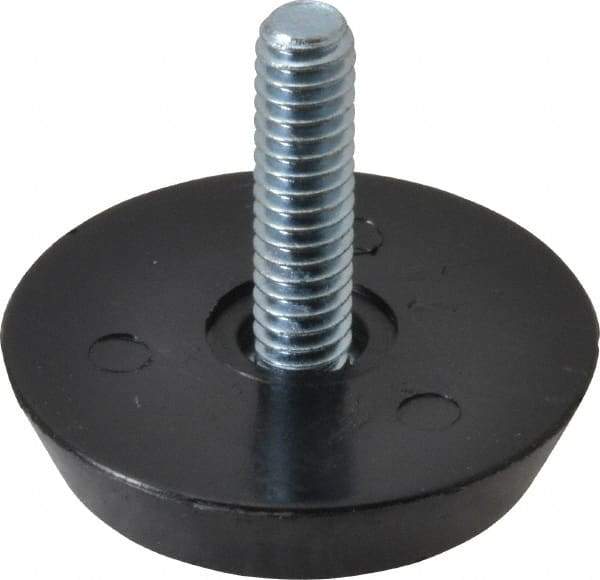 Vlier - 1/4-20 Bolt Thread, Stud Mount Leveling Pad & Mount - 100 Max Lb Capacity, 1.44" Base Diam, 0.91" Thread Length - USA Tool & Supply