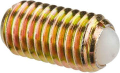 Vlier - M12x1.75, 8mm Ball Diam, 22mm Body Length, 2.5mm Max Ball Reach, Threaded Ball Plunger - Steel Body, Nylon Ball, 16.86 Lb Initial End Force, 25.85 Lb Final End Force - USA Tool & Supply