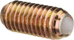 Vlier - M6x1.0, 3.5mm Ball Diam, 14mm Body Length, 1mm Max Ball Reach, Threaded Ball Plunger - Steel Body, Nylon Ball, 6.29 Lb Initial End Force, 9 Lb Final End Force - USA Tool & Supply