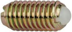 Vlier - M8x1.25, 5mm Ball Diam, 16mm Body Length, 1.5mm Max Ball Reach, Threaded Ball Plunger - Steel Body, Nylon Ball, 9 Lb Initial End Force, 13.49 Lb Final End Force - USA Tool & Supply