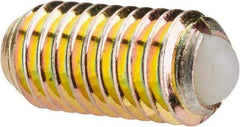Vlier - M8x1.25, 5mm Ball Diam, 16mm Body Length, 1.5mm Max Ball Reach, Threaded Ball Plunger - Steel Body, Nylon Ball, 9 Lb Initial End Force, 13.49 Lb Final End Force, Locking Element - USA Tool & Supply