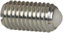 Vlier - M12x1.75, 8mm Ball Diam, 22mm Body Length, 2.5mm Max Ball Reach, Threaded Ball Plunger - Steel Body, Nylon Ball, 2.25 Lb Initial End Force, 4.5 Lb Final End Force, Locking Element - USA Tool & Supply