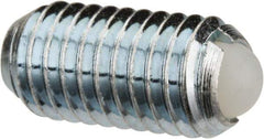 Vlier - M8x1.25, 5mm Ball Diam, 16mm Body Length, 1.5mm Max Ball Reach, Threaded Ball Plunger - Steel Body, Nylon Ball, 1.12 Lb Initial End Force, 2.25 Lb Final End Force - USA Tool & Supply