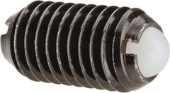 Vlier - M10x1.5, 6mm Ball Diam, 19mm Body Length, 2.01mm Max Ball Reach, Threaded Ball Plunger - Steel Body, Nylon Ball, 4.5 Lb Initial End Force, 7.87 Lb Final End Force - USA Tool & Supply