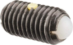 Vlier - M12x1.75, 8mm Ball Diam, 22mm Body Length, 2.5mm Max Ball Reach, Threaded Ball Plunger - Steel Body, Nylon Ball, 6.75 Lb Initial End Force, 12.36 Lb Final End Force, Locking Element - USA Tool & Supply