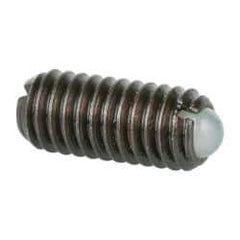 Vlier - M4x0.7, 2.5mm Ball Diam, 9mm Body Length, 0.81mm Max Ball Reach, Threaded Ball Plunger - Steel Body, Nylon Ball, 0.9 Lb Initial End Force, 2.25 Lb Final End Force - USA Tool & Supply