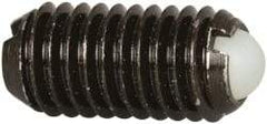 Vlier - M8x1.25, 5mm Ball Diam, 16mm Body Length, 1.5mm Max Ball Reach, Threaded Ball Plunger - Steel Body, Nylon Ball, 3.37 Lb Initial End Force, 6.75 Lb Final End Force - USA Tool & Supply