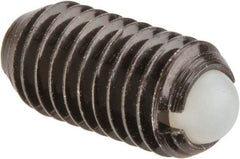 Vlier - M8x1.25, 5mm Ball Diam, 16mm Body Length, 1.5mm Max Ball Reach, Threaded Ball Plunger - Steel Body, Nylon Ball, 3.37 Lb Initial End Force, 6.75 Lb Final End Force, Locking Element - USA Tool & Supply