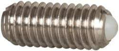 Vlier - M6x1.0, 3.5mm Ball Diam, 14mm Body Length, 1mm Max Ball Reach, Threaded Ball Plunger - Stainless Steel Body, Nylon Ball, 6.29 Lb Initial End Force, 9 Lb Final End Force - USA Tool & Supply