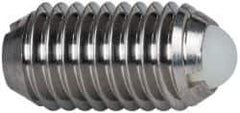Vlier - M10x1.5, 6mm Ball Diam, 19mm Body Length, 2.01mm Max Ball Reach, Threaded Ball Plunger - Stainless Steel Body, Nylon Ball, 1.8 Lb Initial End Force, 3.37 Lb Final End Force - USA Tool & Supply