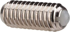 Vlier - M6x1.0, 3.5mm Ball Diam, 14mm Body Length, 1mm Max Ball Reach, Threaded Ball Plunger - Stainless Steel Body, Nylon Ball, 0.45 Lb Initial End Force, 1.35 Lb Final End Force - USA Tool & Supply