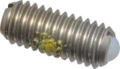 Vlier - M6x1.0, 3.5mm Ball Diam, 14mm Body Length, 1mm Max Ball Reach, Threaded Ball Plunger - Stainless Steel Body, Nylon Ball, 0.45 Lb Initial End Force, 1.35 Lb Final End Force, Locking Element - USA Tool & Supply