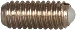 Vlier - M4x0.7, 2.5mm Ball Diam, 9mm Body Length, 0.81mm Max Ball Reach, Threaded Ball Plunger - Stainless Steel Body, Nylon Ball, 0.9 Lb Initial End Force, 2.25 Lb Final End Force, Locking Element - USA Tool & Supply