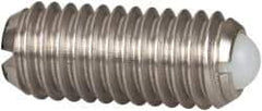 Vlier - M6x1.0, 3.5mm Ball Diam, 14mm Body Length, 1mm Max Ball Reach, Threaded Ball Plunger - Stainless Steel Body, Nylon Ball, 2.02 Lb Initial End Force, 2.92 Lb Final End Force - USA Tool & Supply