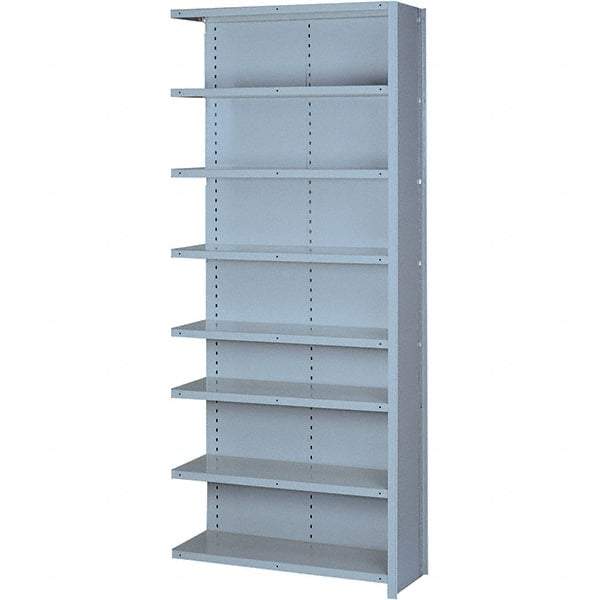 Lyon - 8 Shelf, 600 Lb. Capacity, Closed Shelving Add-On Unit - 36 Inch Wide x 24 Inch Deep x 84 Inch High, Gray - USA Tool & Supply