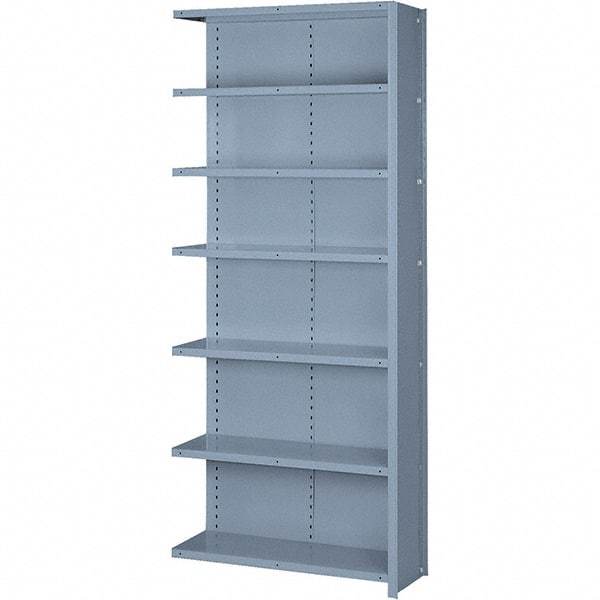 Lyon - 7 Shelf, 600 Lb. Capacity, Closed Shelving Add-On Unit - 36 Inch Wide x 24 Inch Deep x 84 Inch High, Gray - USA Tool & Supply