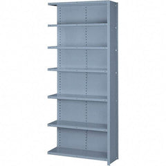 Lyon - 7 Shelf, 600 Lb. Capacity, Closed Shelving Add-On Unit - 36 Inch Wide x 12 Inch Deep x 84 Inch High, Gray - USA Tool & Supply