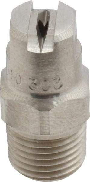 Bete Fog Nozzle - 1/8" Pipe, 90° Spray Angle, Grade 303 Stainless Steel, Standard Fan Nozzle - Male Connection, 1.26 Gal per min at 100 psi, 0.072" Orifice Diam - USA Tool & Supply