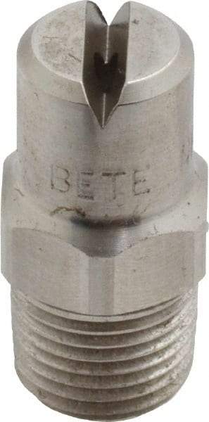 Bete Fog Nozzle - 1/8" Pipe, 90° Spray Angle, Grade 303 Stainless Steel, Standard Fan Nozzle - Male Connection, 1.58 Gal per min at 100 psi, 0.08" Orifice Diam - USA Tool & Supply