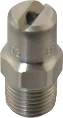 Bete Fog Nozzle - 1/8" Pipe, 65° Spray Angle, Grade 303 Stainless Steel, Standard Fan Nozzle - Male Connection, 3.16 Gal per min at 100 psi, 0.109" Orifice Diam - USA Tool & Supply