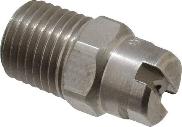 Bete Fog Nozzle - 1/4" Pipe, 30° Spray Angle, Grade 303 Stainless Steel, Standard Fan Nozzle - Male Connection, 0.79 Gal per min at 100 psi, 0.057" Orifice Diam - USA Tool & Supply