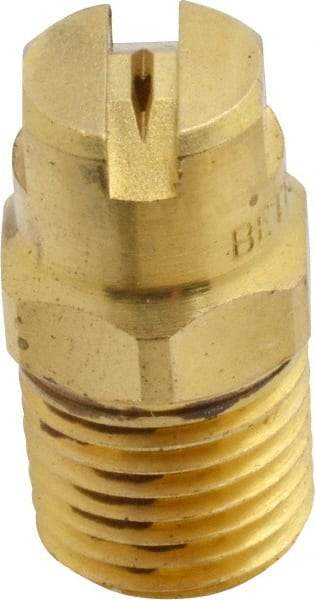 Bete Fog Nozzle - 1/4" Pipe, 90° Spray Angle, Brass, Standard Fan Nozzle - Male Connection, 0.79 Gal per min at 100 psi, 0.057" Orifice Diam - USA Tool & Supply